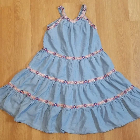 Milkshake blue dress with embroidery girls size 8 EUC - Picture 2 of 12